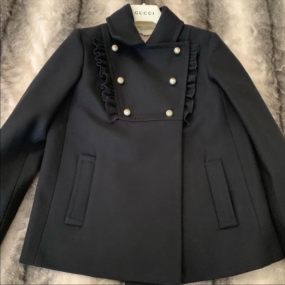gucci coat with pearl buttons
